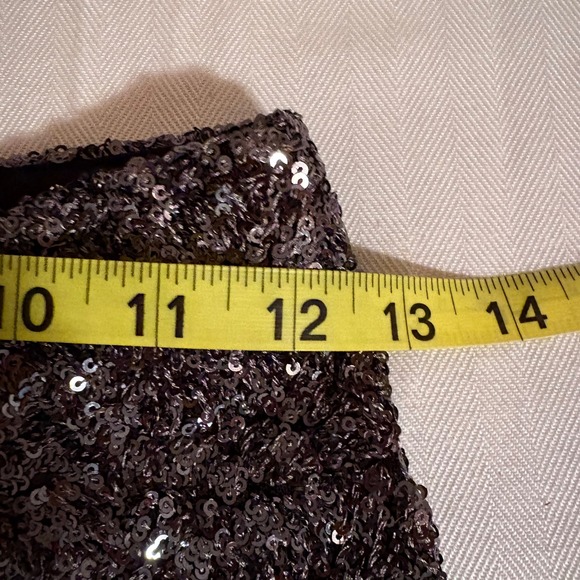 Zara Womens Dark Silver Sequin Flare Stretch Pants Sparkly Glitter Party SZ S - Picture 15 of 16